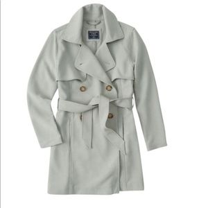 Mint green drapey trench coat